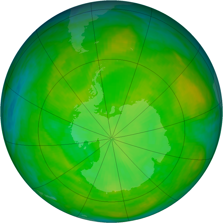 Antarctic ozone map for 16 December 1982